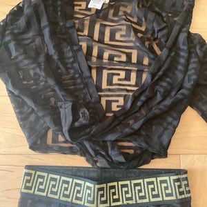 Fashion Nova sheer black and gold pant set